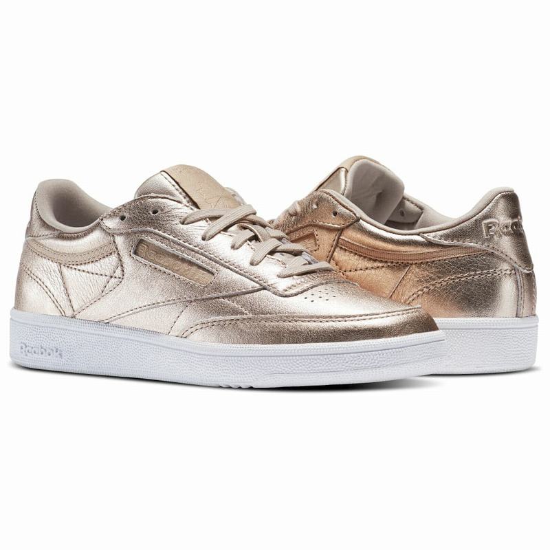 Tenisi Reebok Club C 85 Melted Metals Dama Aurii/Albi Romania NF1507VC